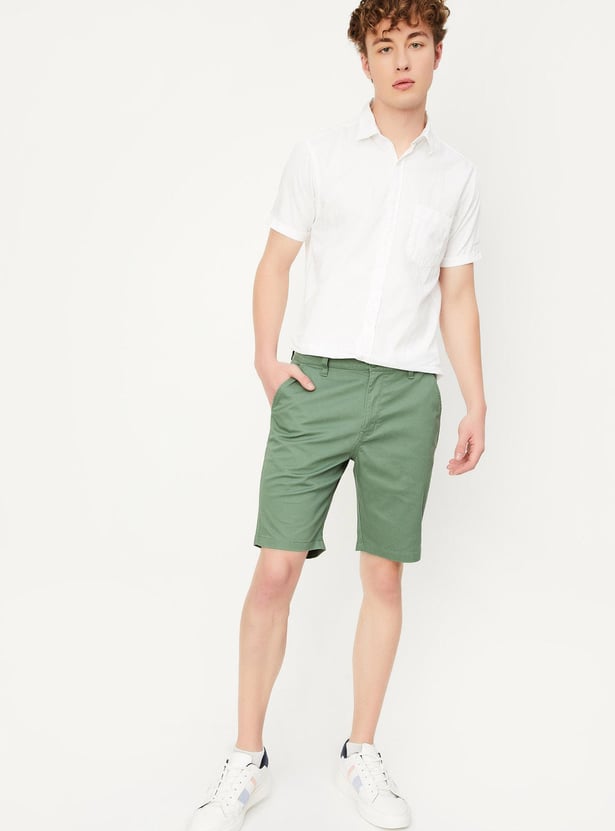 Men Solid Bermuda Shorts