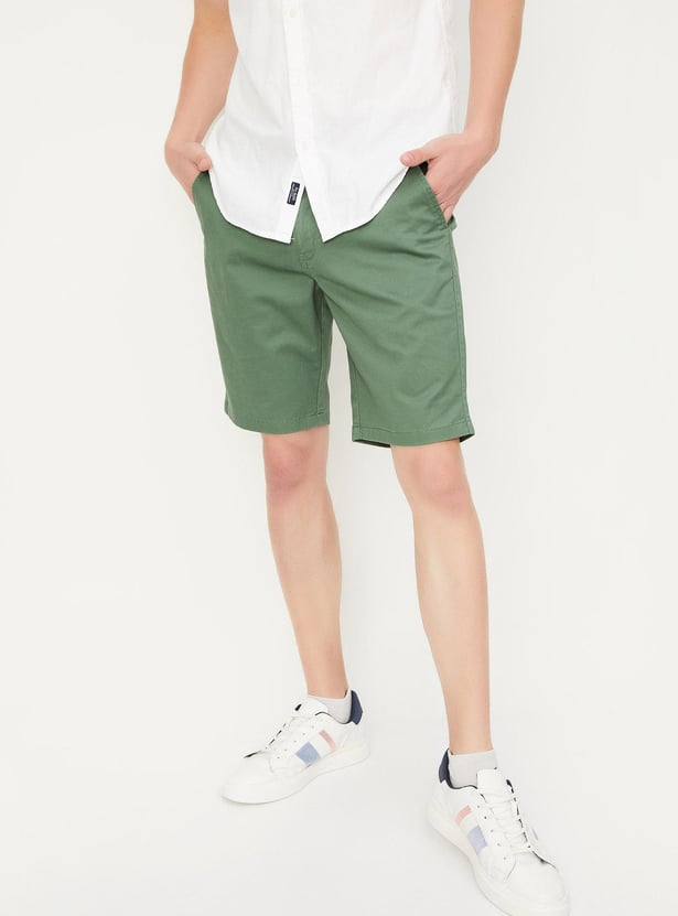 Men Solid Bermuda Shorts