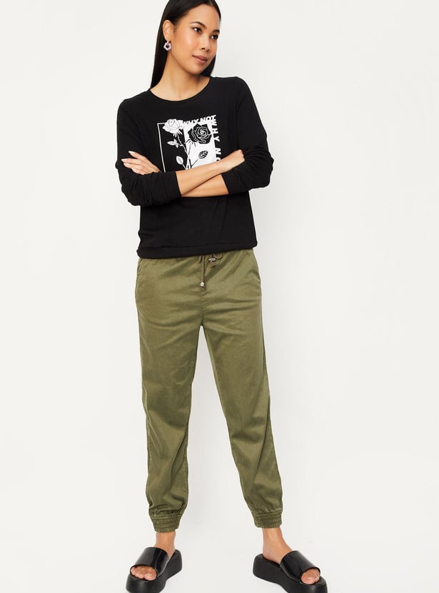 Women Relaxed Fit Solid Joggers