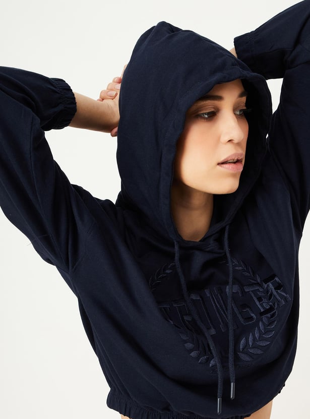 Women Emroidered Hooded Sweatshirt