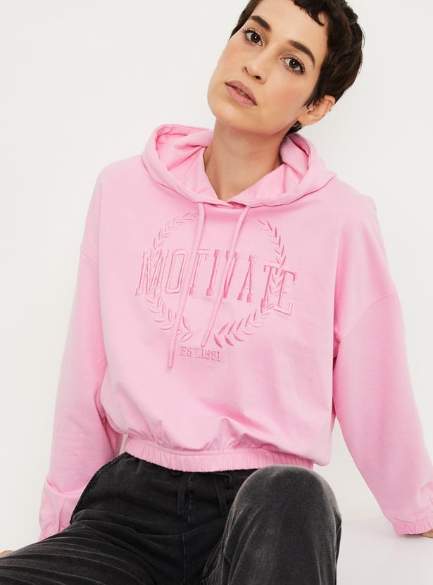 Women Emroidered Hooded Sweatshirt