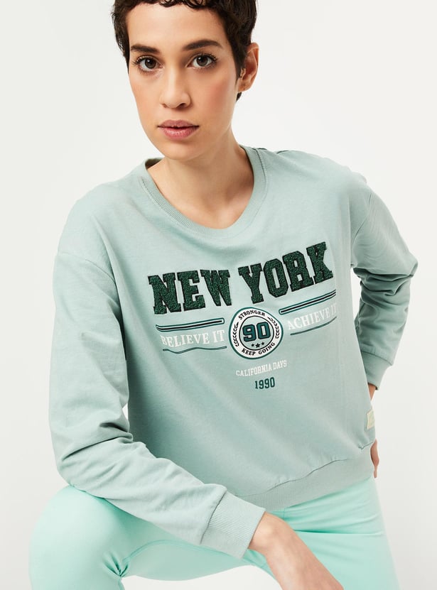 Women Chenille Embroidered Sweatshirt