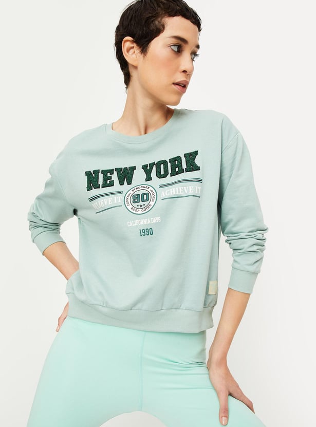 Women Chenille Embroidered Sweatshirt