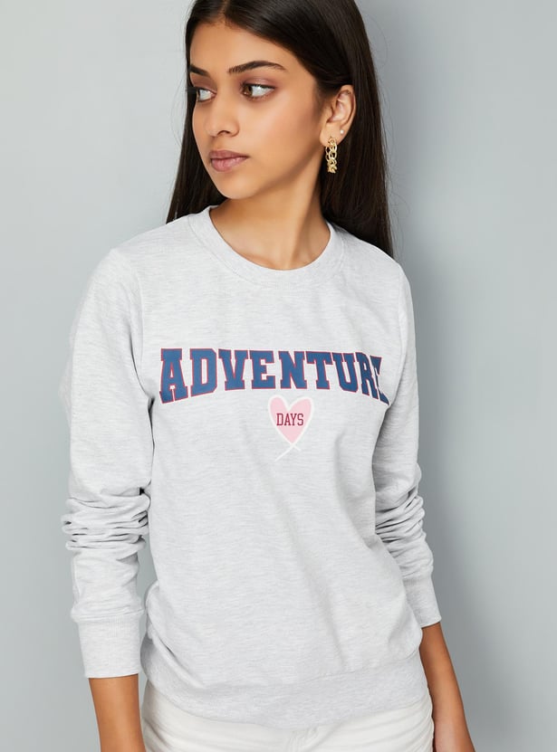 Girls Typographic Printed Sweatshirt