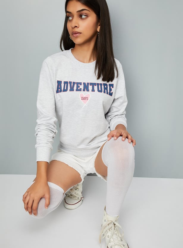 Girls Typographic Printed Sweatshirt