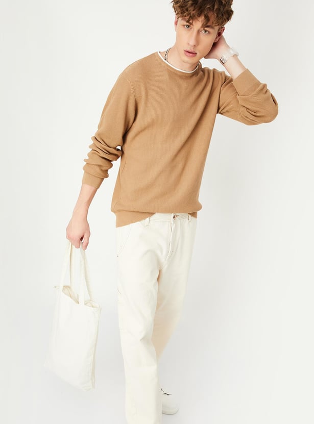 Men Knitted Sweater with Contrast Tipping