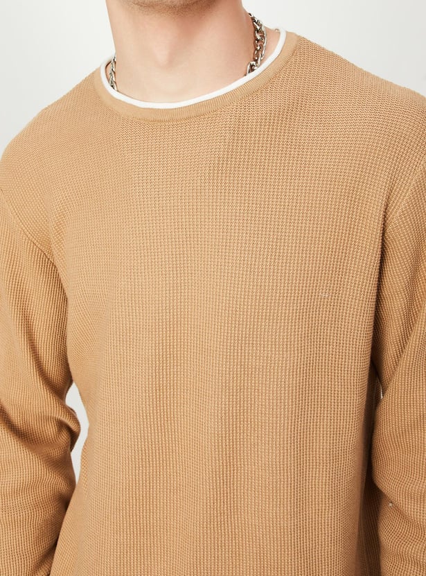 Men Knitted Sweater with Contrast Tipping