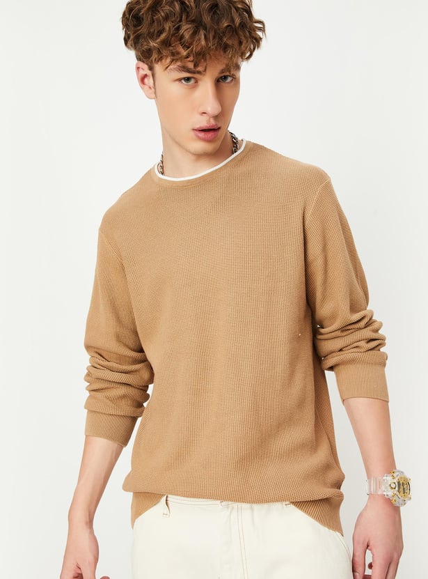 Men Knitted Sweater with Contrast Tipping