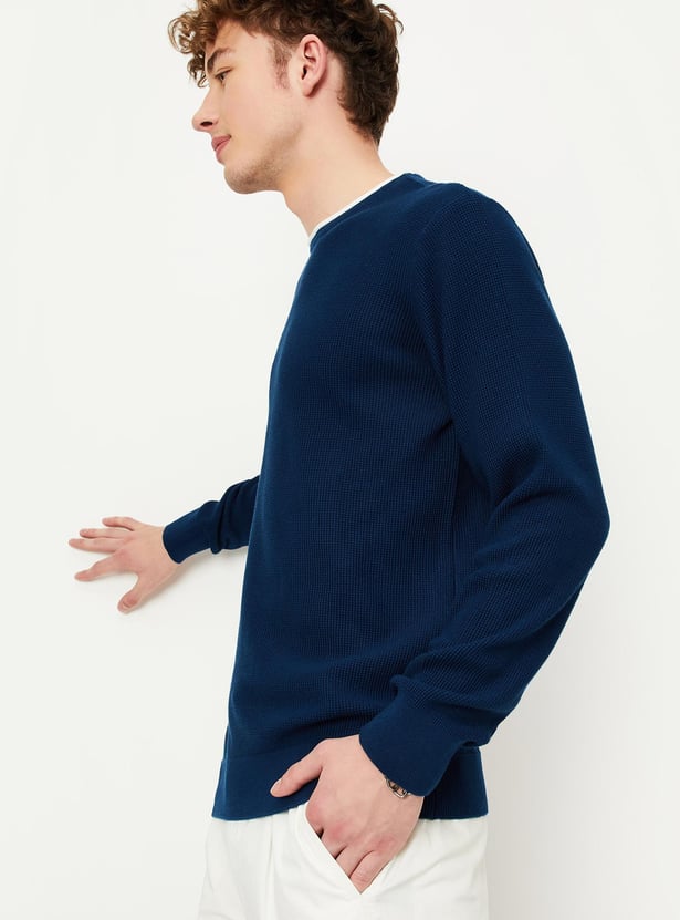 Men Knitted Sweater with Contrast Tipping