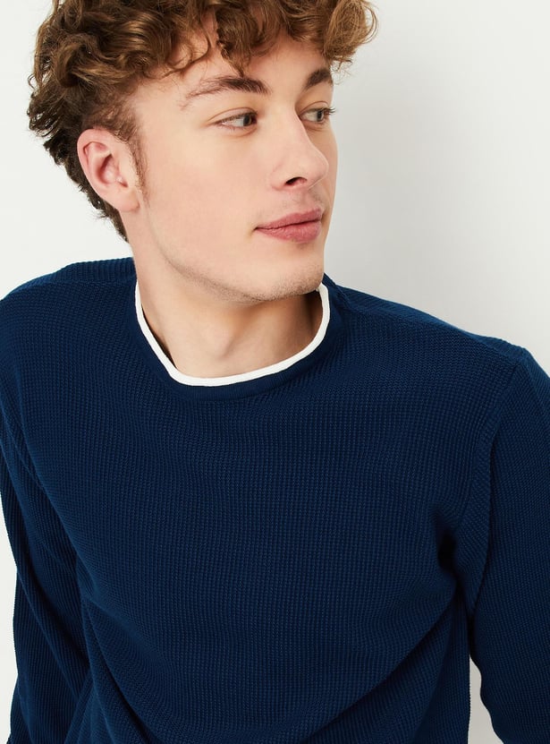 Men Knitted Sweater with Contrast Tipping