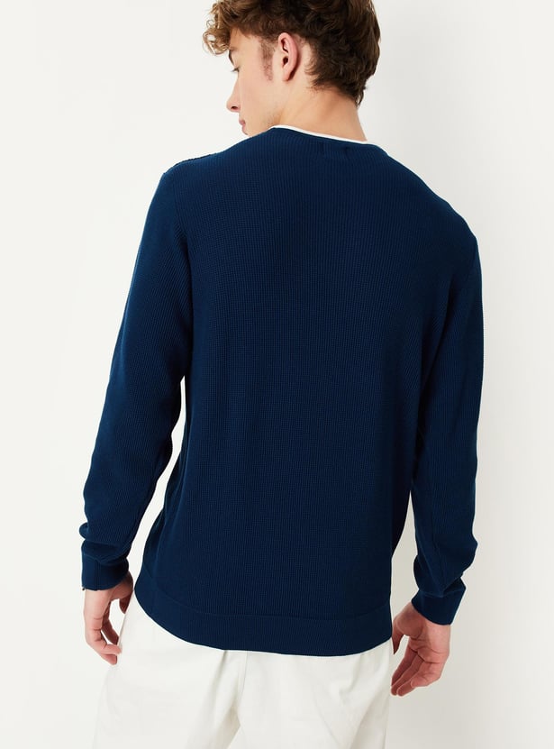 Men Knitted Sweater with Contrast Tipping