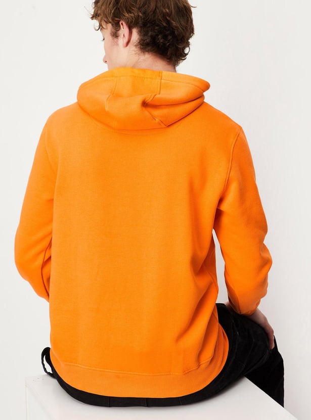 Men Solid Slim Fit Hooded Sweatshirt