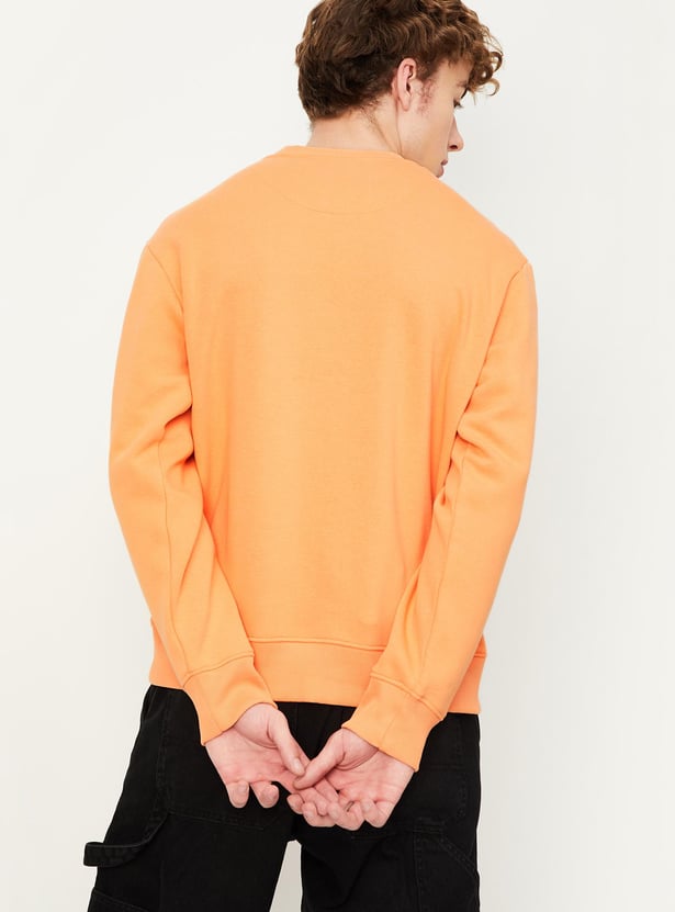 Men Printed Sweatshirt with Patch Pocket