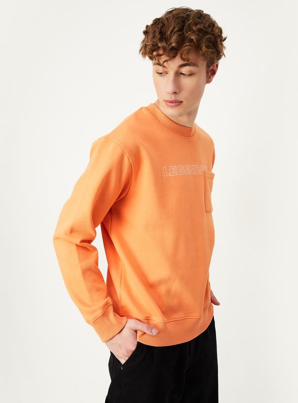 Men Printed Sweatshirt with Patch Pocket