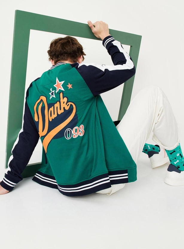 Men Printed Varsity Jacket