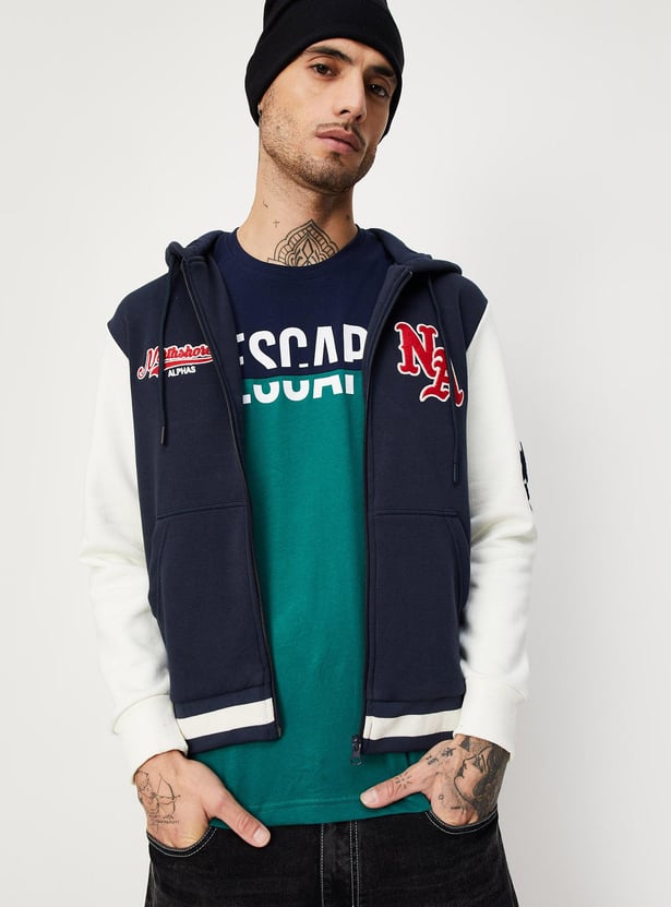 Men Colourblocked Hooded Sweatshirt
