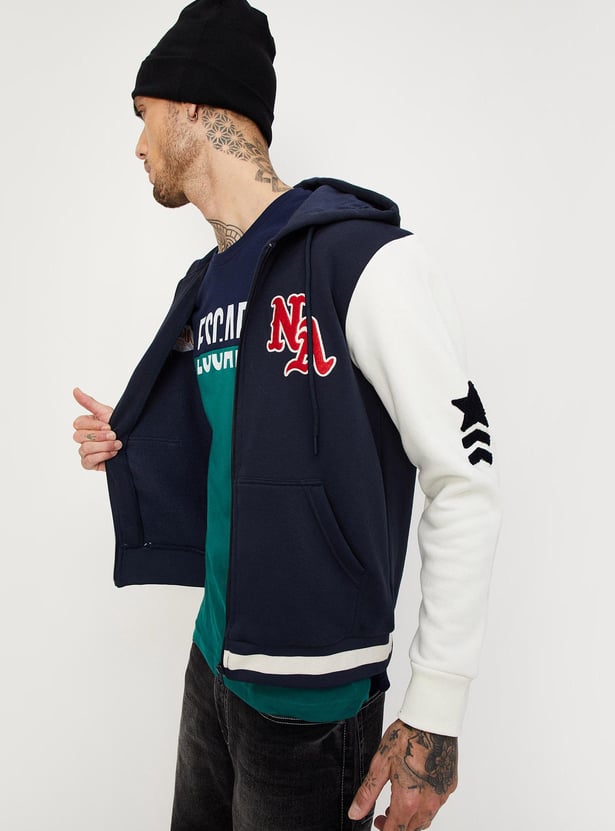 Men Colourblocked Hooded Sweatshirt