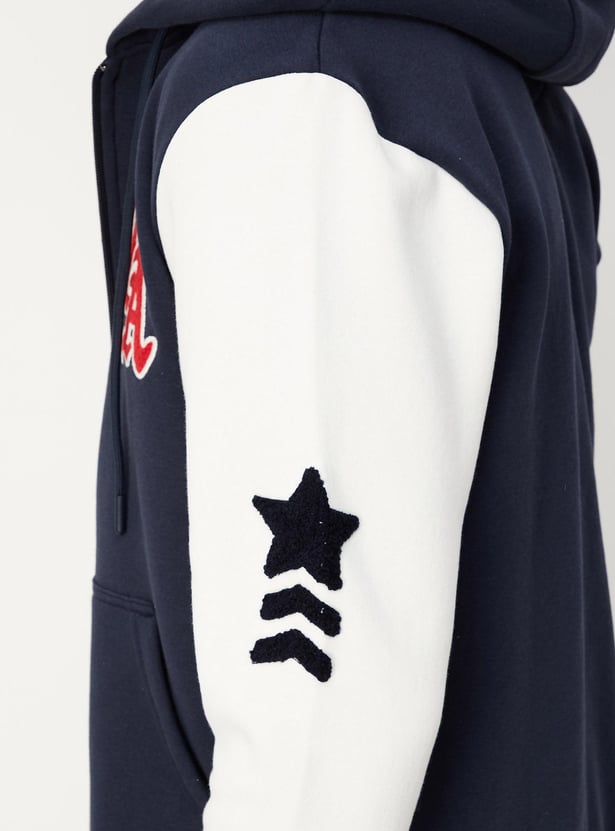 Men Colourblocked Hooded Sweatshirt