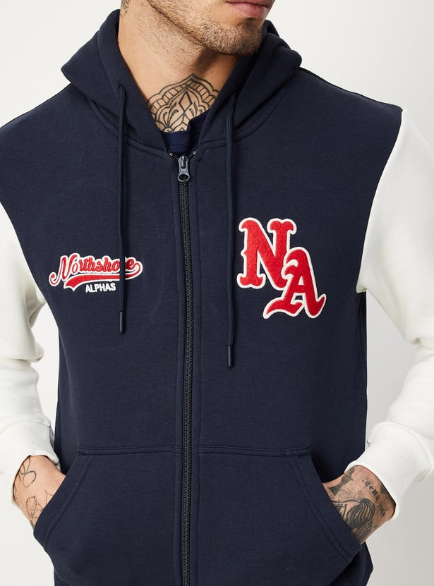 Men Colourblocked Hooded Sweatshirt