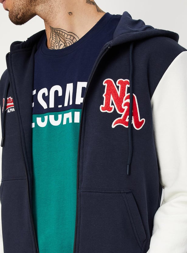 Men Colourblocked Hooded Sweatshirt