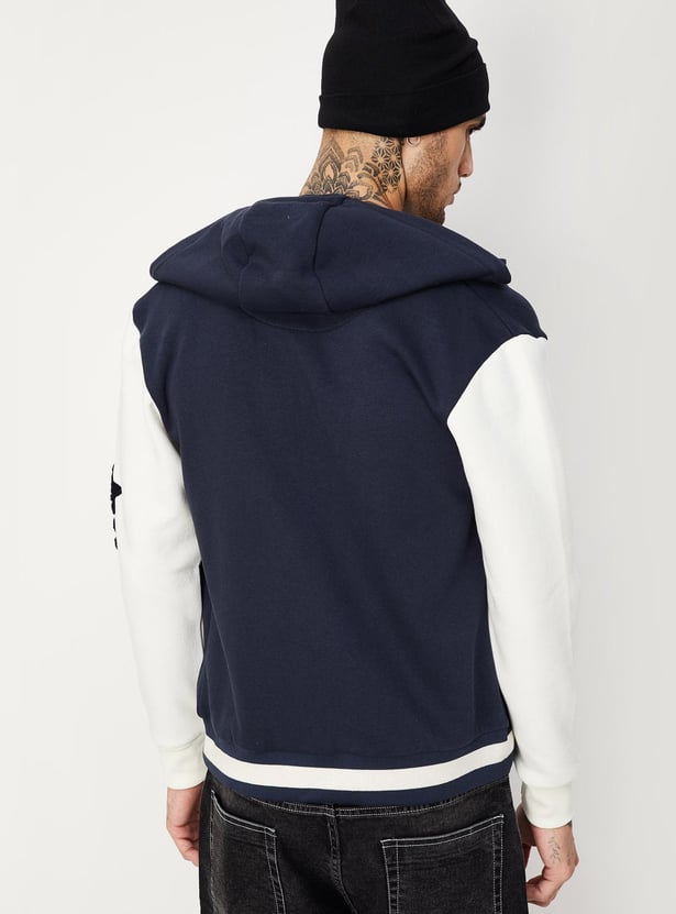 Men Colourblocked Hooded Sweatshirt