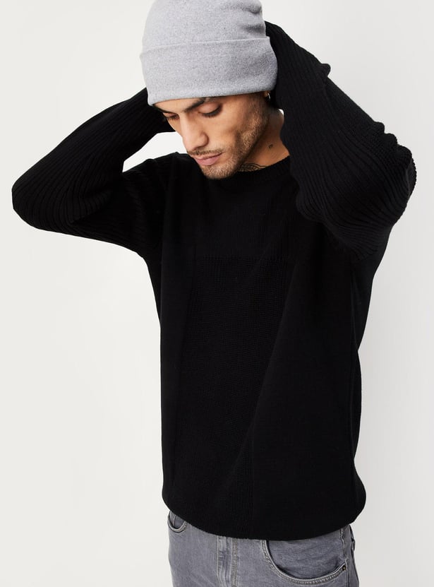 Men Slim Fit Ribbed Sweater