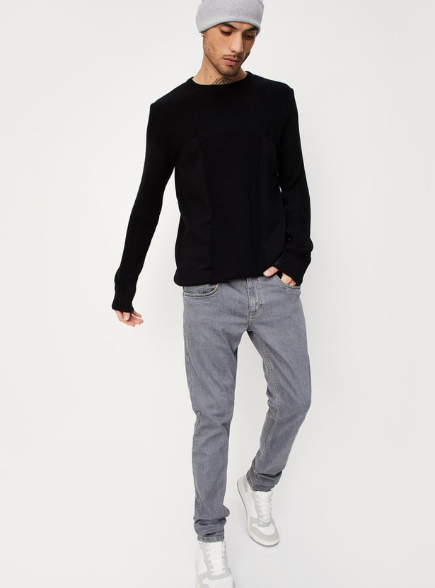 Men Slim Fit Ribbed Sweater