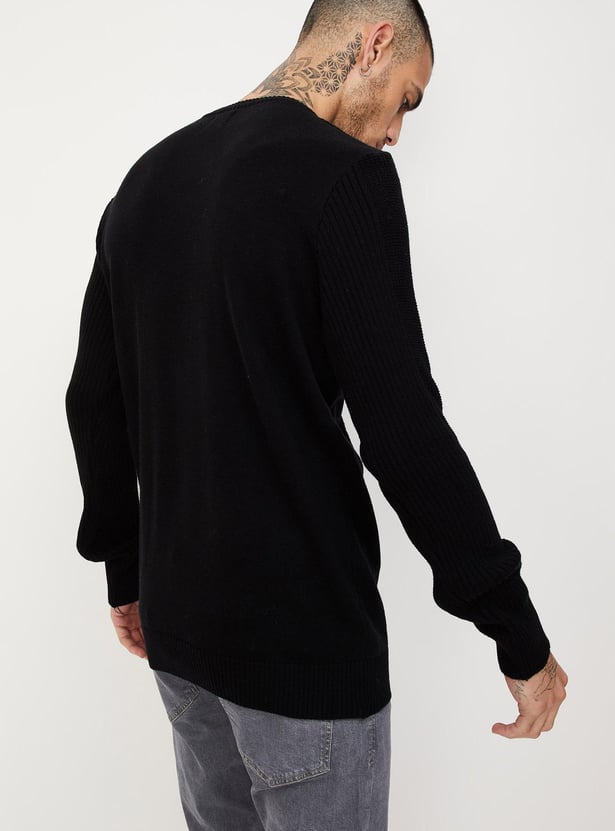 Men Slim Fit Ribbed Sweater