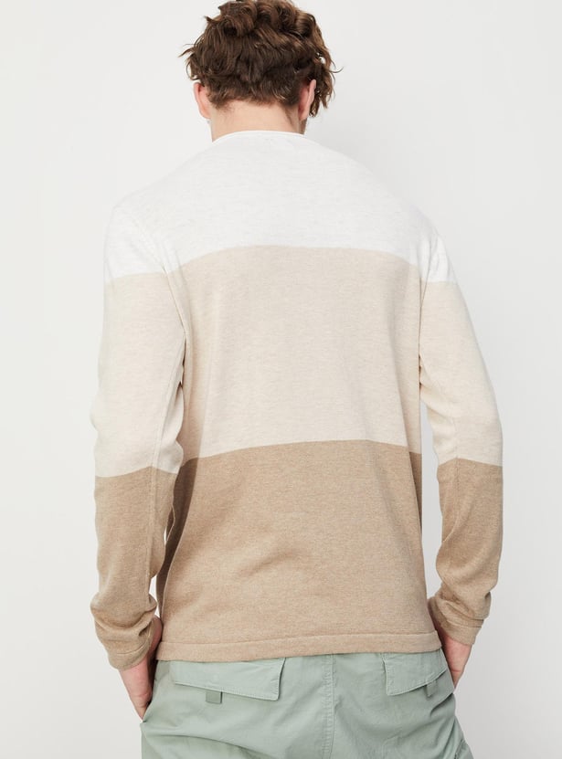 Men Colourblocked Flat Knit Sweater