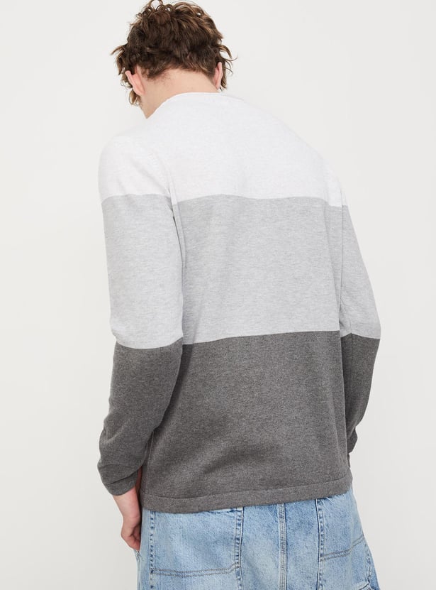 Men Colourblocked Flat Knit Sweater