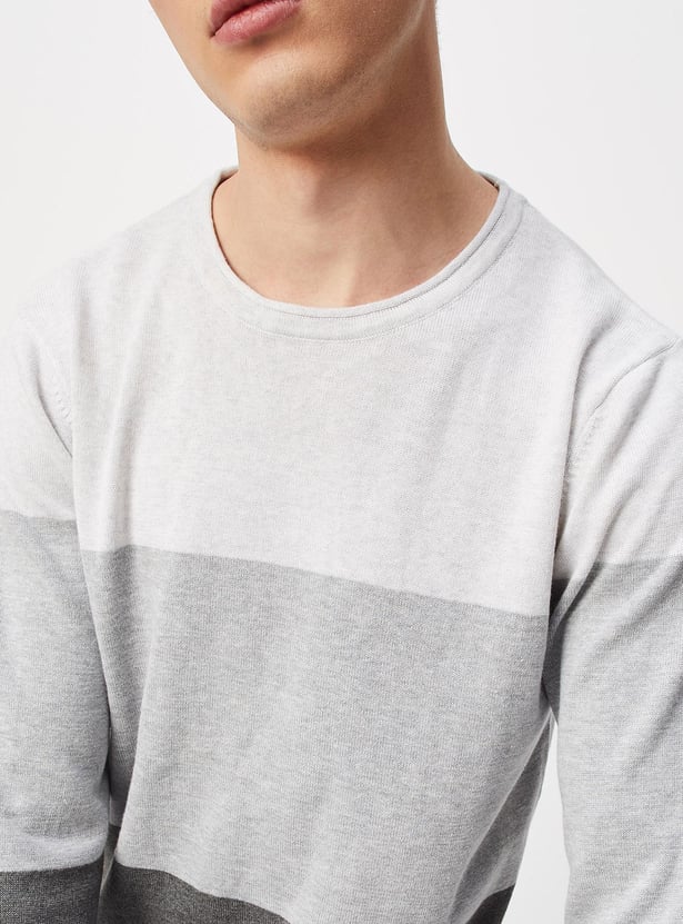 Men Colourblocked Flat Knit Sweater