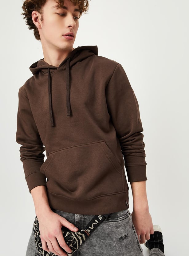 Men Solid Hooded Sweatshirt