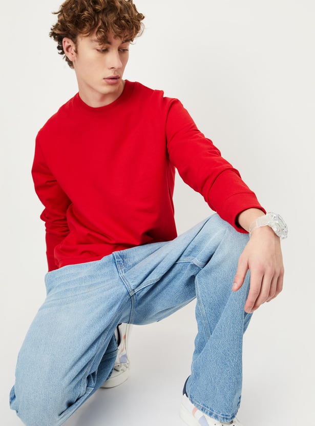 Men Slim Fit Solid Sweatshirt