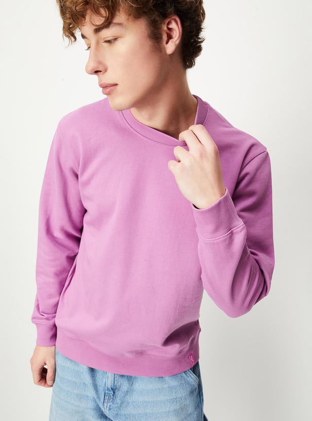 Men Solid Slim Fit Sweatshirt