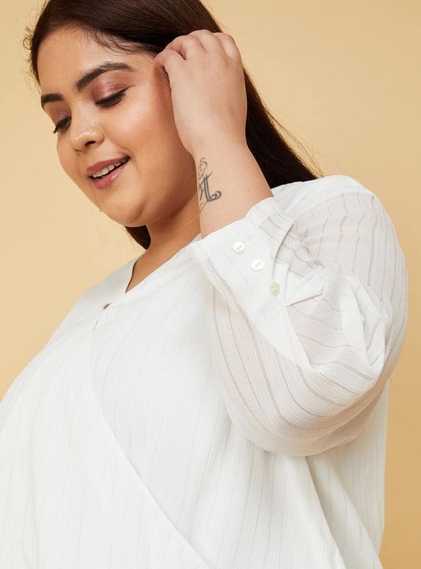 Women Striped Wrap Top