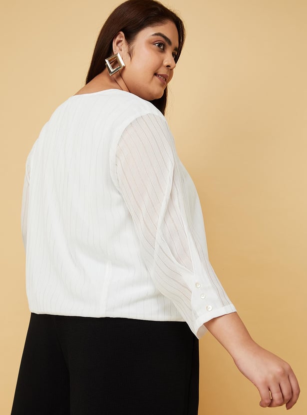 Women Striped Wrap Top