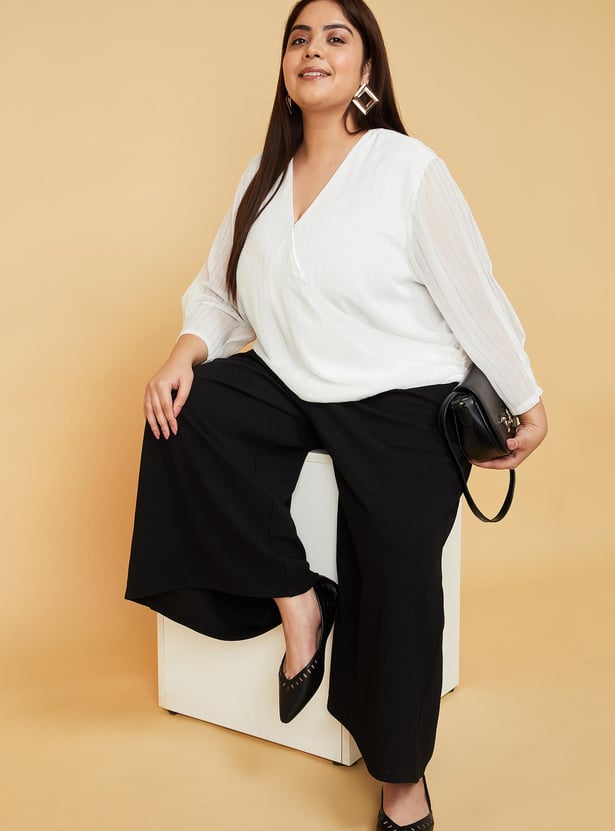 Women Striped Wrap Top
