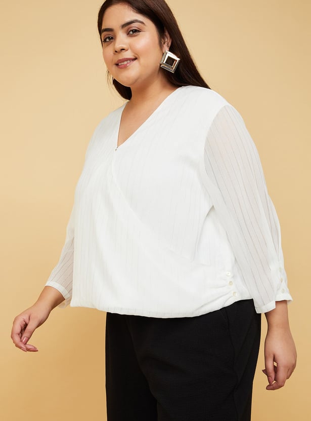 Women Striped Wrap Top