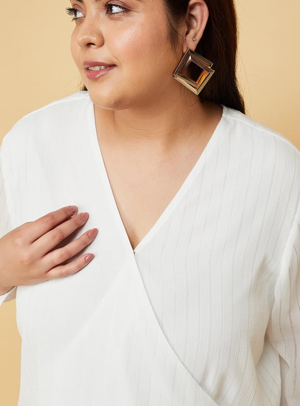 Women Striped Wrap Top