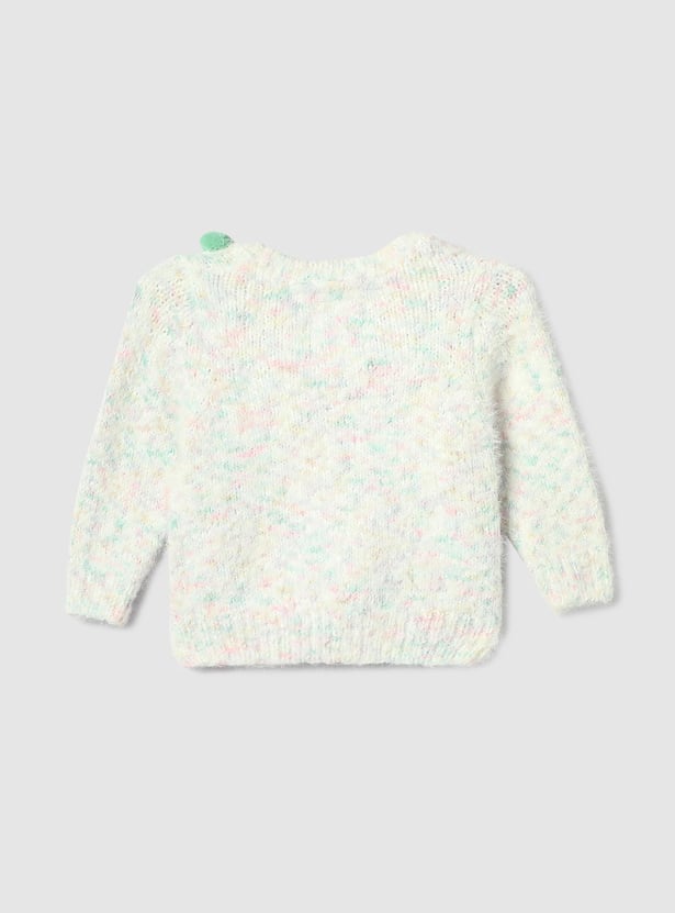 Girls Pom Pom Fuzzy Sweater