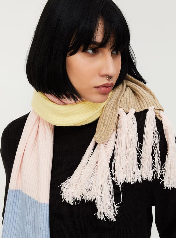 Women Colourblocked Knit Muffler