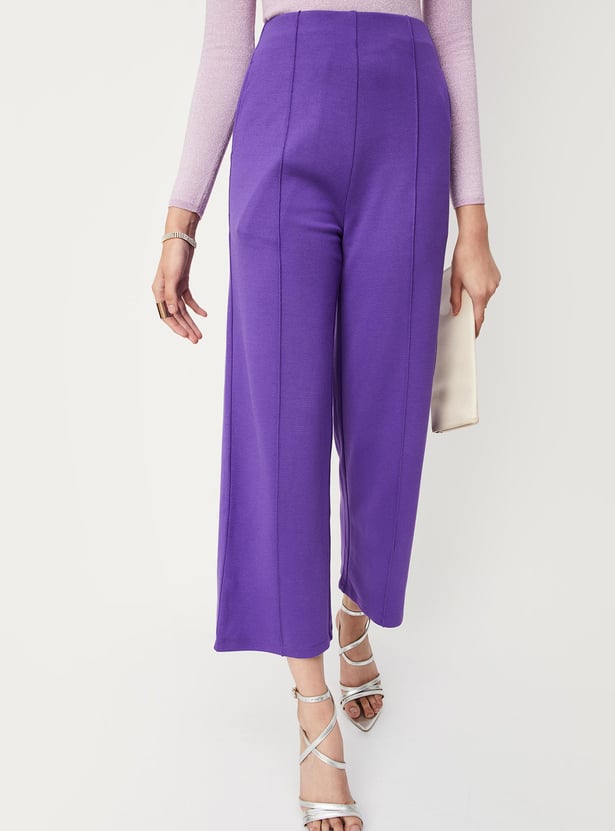 Women Knitted Pin Tuck Trousers
