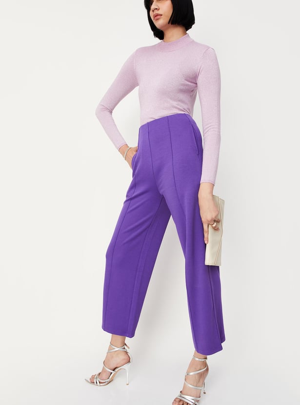 Women Knitted Pin Tuck Trousers