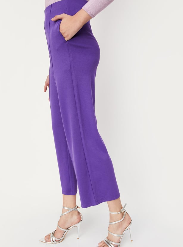 Women Knitted Pin Tuck Trousers