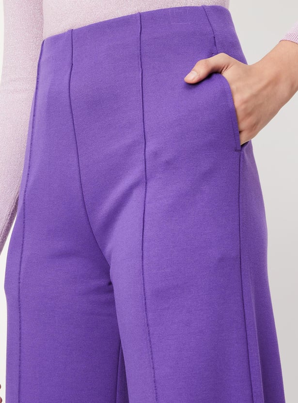 Women Knitted Pin Tuck Trousers