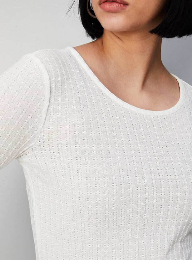 Women Lettuce Hem Knitted Top