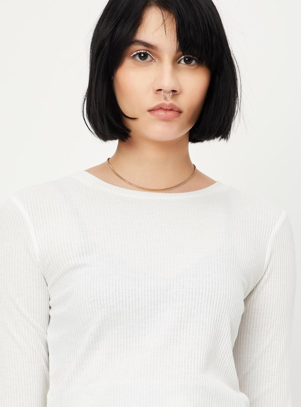 Women Checked Pinafore Dress with T-shirt