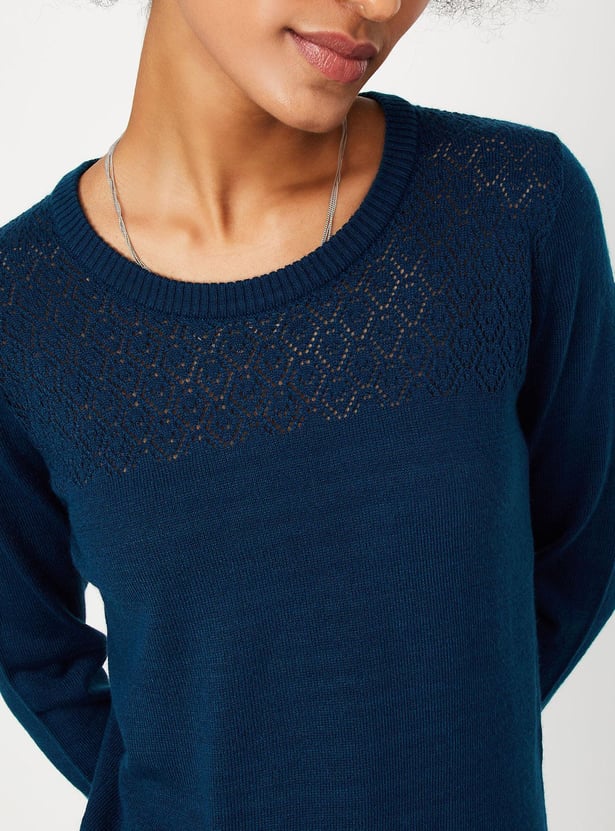 Women Lace Detailed Yolk Knitted Sweater