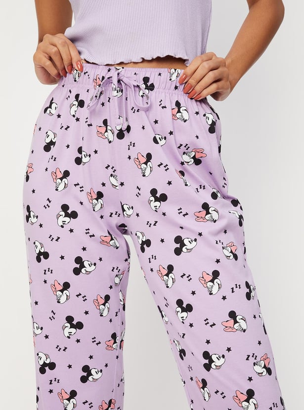 Women Mickey & Minnie Printed Knit Pyjamas