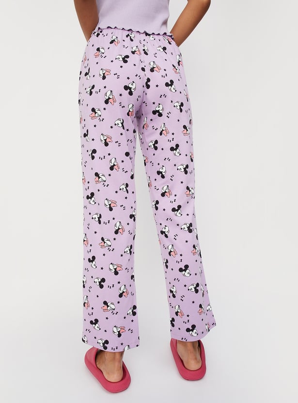Women Mickey & Minnie Printed Knit Pyjamas